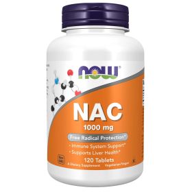 NOW Supplements, NAC (N-Acetyl-Cysteine) 1,000 mg, Free Radical Protection*, 120 Tablets