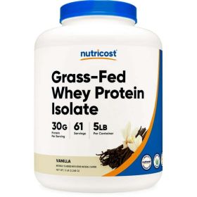 Nutricost Grass-Fed Whey Protein Isolate Powder (Vanilla) 5LBS - Non-GMO, Gluten Free