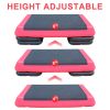 Adjustable Workout Aerobic Stepper in Fitness & Exercise Step Platform Trainer Red Black with 2 Risers