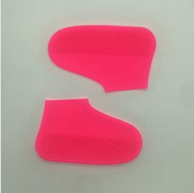 Men and women hiking slip wearable easy to carry silicone rain boots (Option: Pink-M)