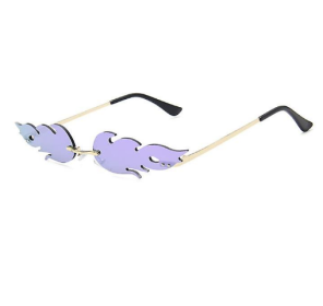 Sunglasses Rimless Wave Glasses Fire Shape Glasses Eyewear For Party (Color: Purple)