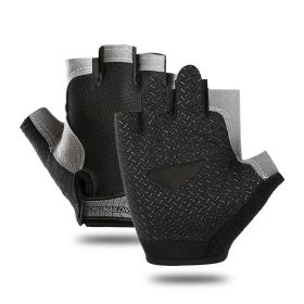 Breathable Fitness Gloves Gym Weightlifting Thin Non-slip Half Finger Cycling Gloves Equipment Yoga Bodybuilding Training Sports Black Color (size: M)